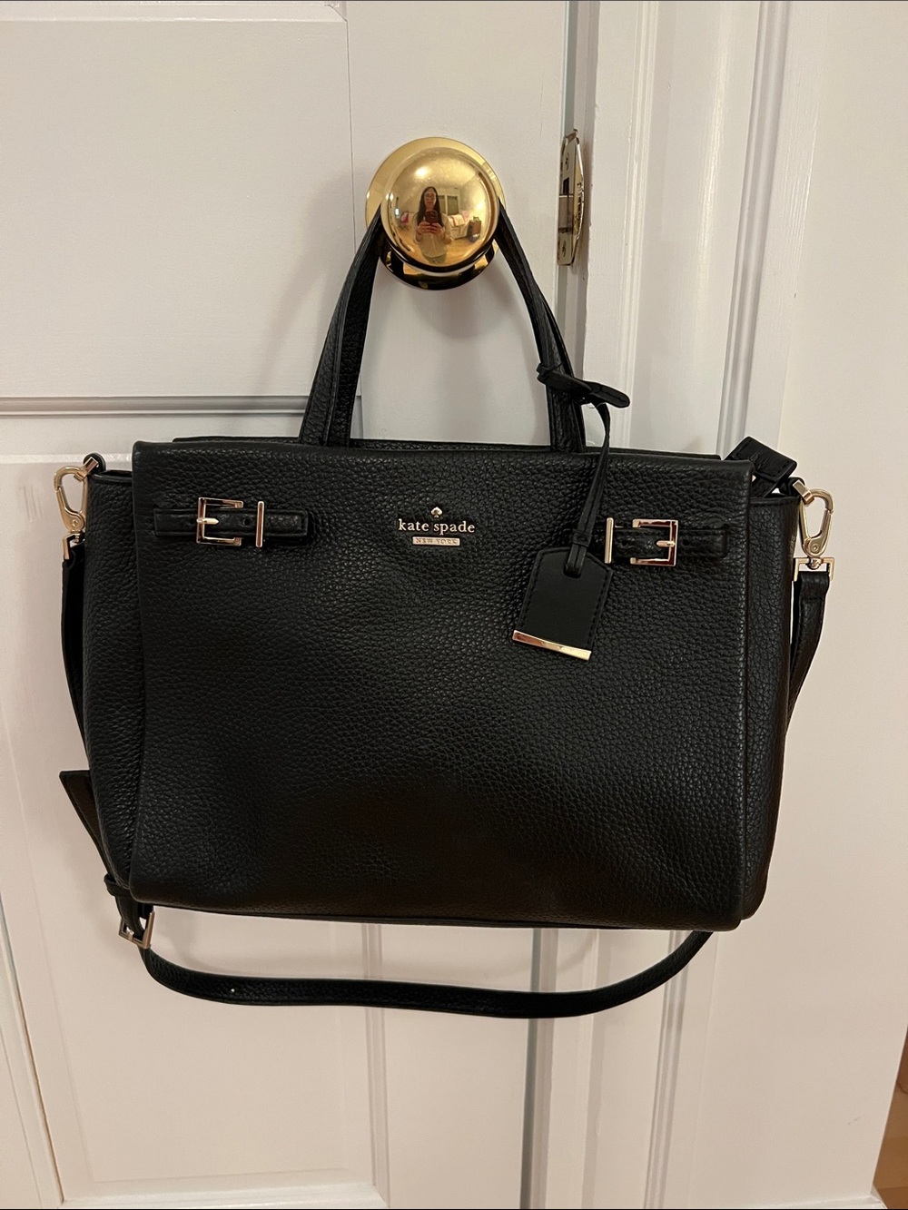 Kate Spade Excellent condition Black Pebbled Leather Tote Satchel with hardware